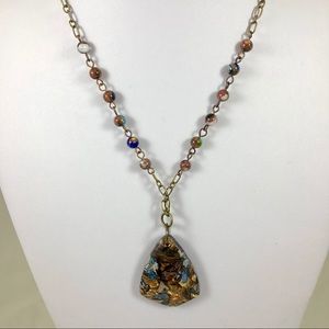 Handmade Pendant Necklace in Blue and Gold